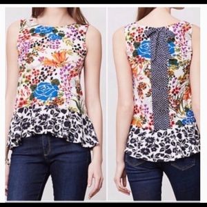 Anthropologie floral peplum tank